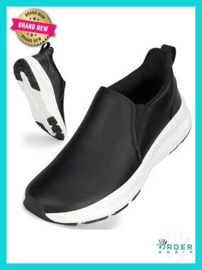 Wide Width Waterproof Leather Hands Free Nursing Sneakers Slip Resistant